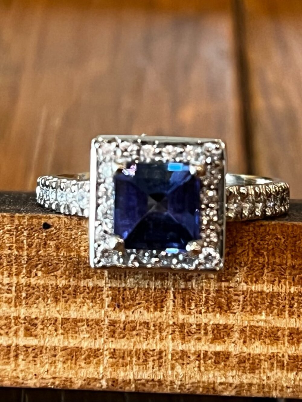 Appraised Tanzanite Ring (Natural) with Diamonds - 18K White Gold Princess Cut